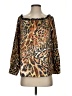 Alberto Makali 100% Polyester Animal Print Gold 3/4 Sleeve Blouse Size XS - photo 1