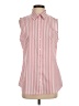 Lands' End 100% Cotton Stripes Pink Sleeveless Button-Down Shirt Size S (tall) - photo 1