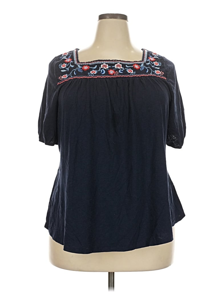 Pre-owned Lane Bryant Short Sleeve T-shirt In Blue