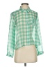 Free People 100% Polyester Checkered-gingham Green Long Sleeve Blouse Size S - photo 1
