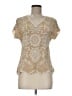 Solitaire 100% Rayon Tan Short Sleeve Blouse Size M - photo 1