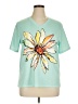 Unbranded Floral Teal Short Sleeve T-Shirt Size XL - photo 1