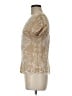 Solitaire 100% Rayon Tan Short Sleeve Blouse Size M - photo 5