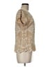 Solitaire 100% Rayon Tan Short Sleeve Blouse Size M - photo 4