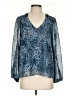 Aqua Jacquard Blue 3/4 Sleeve Blouse Size S - photo 1