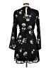 Lush 100% Polyester Floral Black Casual Dress Size L - photo 2