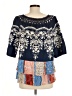 John Mark 100% Cotton Blue 3/4 Sleeve Blouse Size M - photo 2