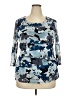 Alfani 100% Nylon Blue 3/4 Sleeve Blouse Size 2X - photo 1