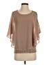 AGB 100% Polyester Tan Short Sleeve Blouse Size S - photo 1