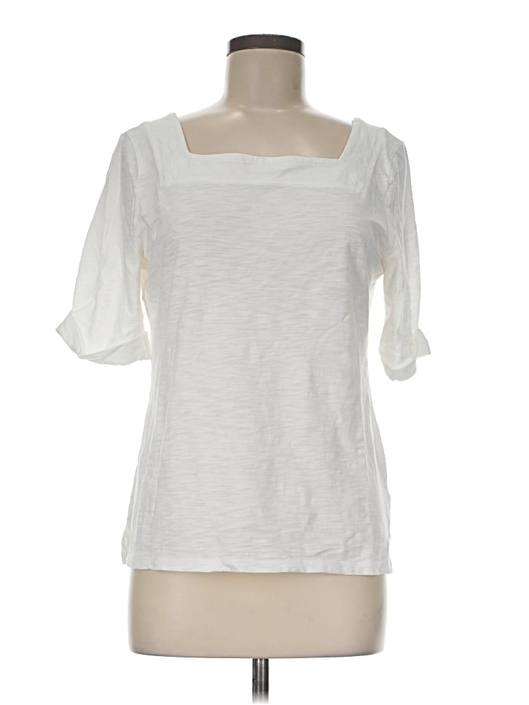 Pre-owned Talbots Short Sleeve Blouse In White