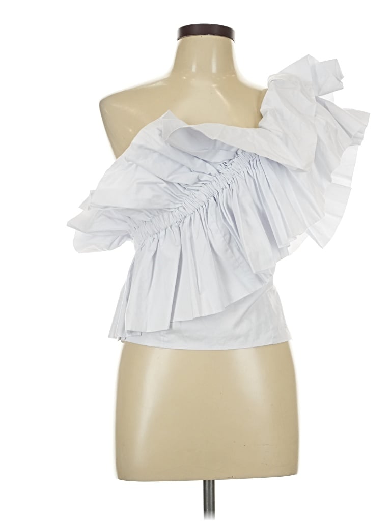 Pre-owned Sundayup Sleeveless Top Silver One Shoulder Neckline Tops