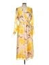 Halogen Print Yellow Casual Dress Size L - photo 1