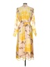 Halogen Print Yellow Casual Dress Size L - photo 2