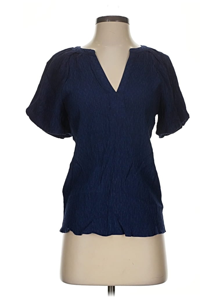 Pre-owned Current Air Short Sleeve Blouse In Blue