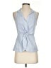 BCBGMAXAZRIA Blue Sleeveless Button-Down Shirt Size XXS - photo 1