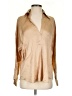 Vince. 100% Silk Metallic Tan Long Sleeve Silk Top Size S - photo 1