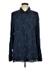 Yest 100% Viscose Polka Dots Blue Long Sleeve Button-Down Shirt Size 10 - photo 1