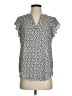 Adrianna Papell 100% Polyester Polka Dots Silver Short Sleeve Blouse Size S - photo 1