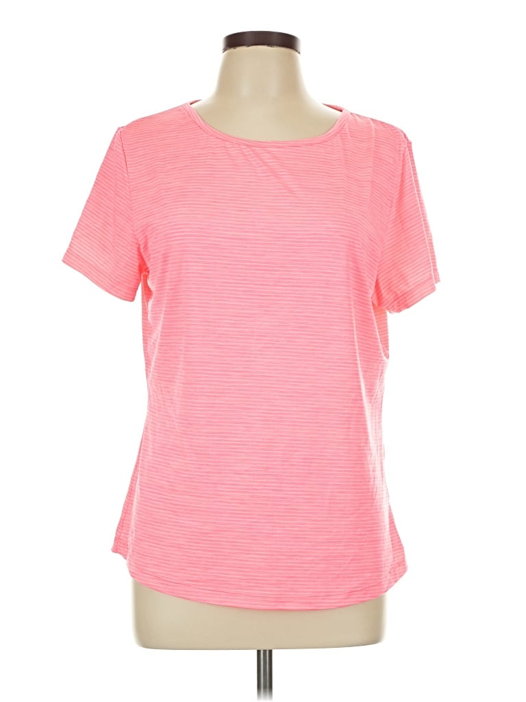 Pre-owned Zyia Active Short Sleeve Top Pink Scoop Neck Tops