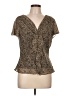 metaphor 100% Polyester Animal Print Brown Short Sleeve Blouse Size L - photo 1