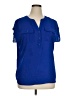 INC International Concepts 100% Polyester Blue Short Sleeve Blouse Size 1X - photo 1