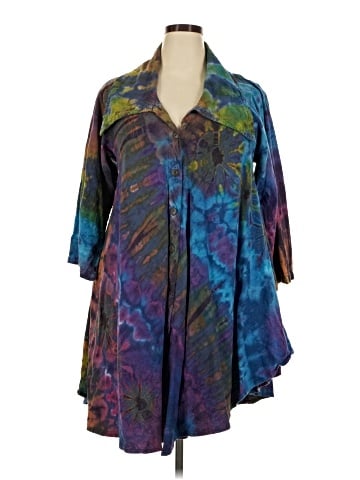 Unbranded 3/4 Sleeve Button-Down Shirt (view 1)