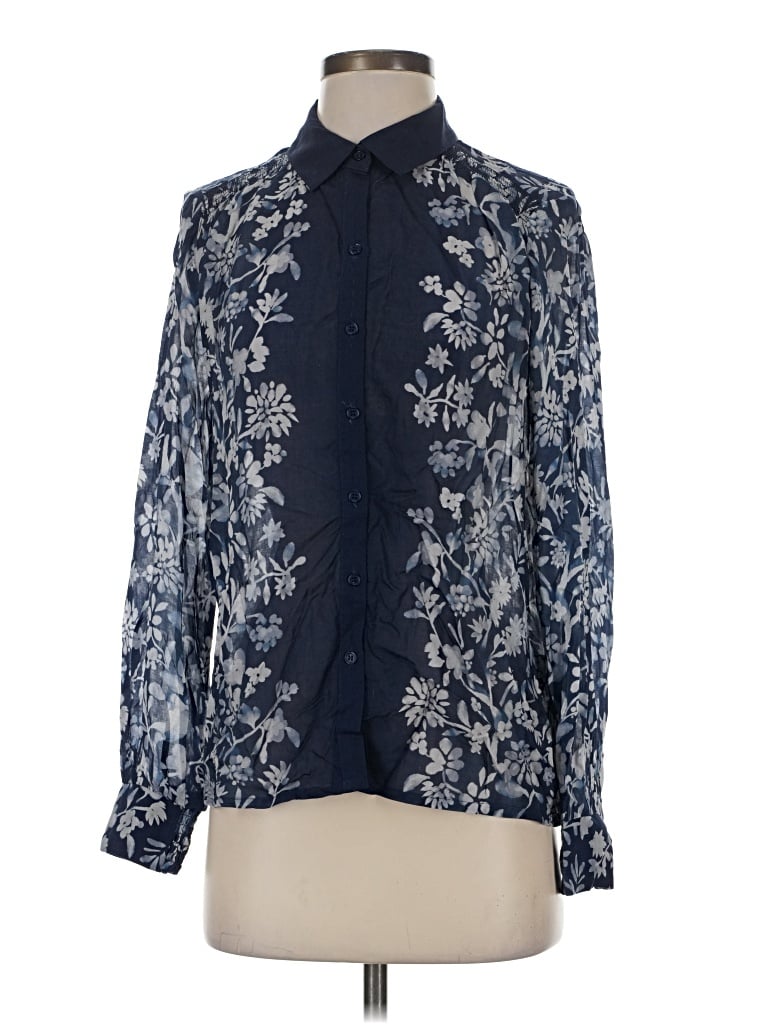 Pre-owned Daniel Rainn Long Sleeve Blouse In Blue