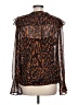 DKNY 100% Polyester Animal Print Brown Long Sleeve Blouse Size L - photo 2