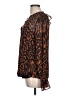 DKNY 100% Polyester Animal Print Brown Long Sleeve Blouse Size L - photo 5