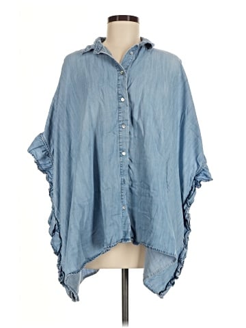 Zara 3/4 Sleeve Button-Down Shirt (view 1)