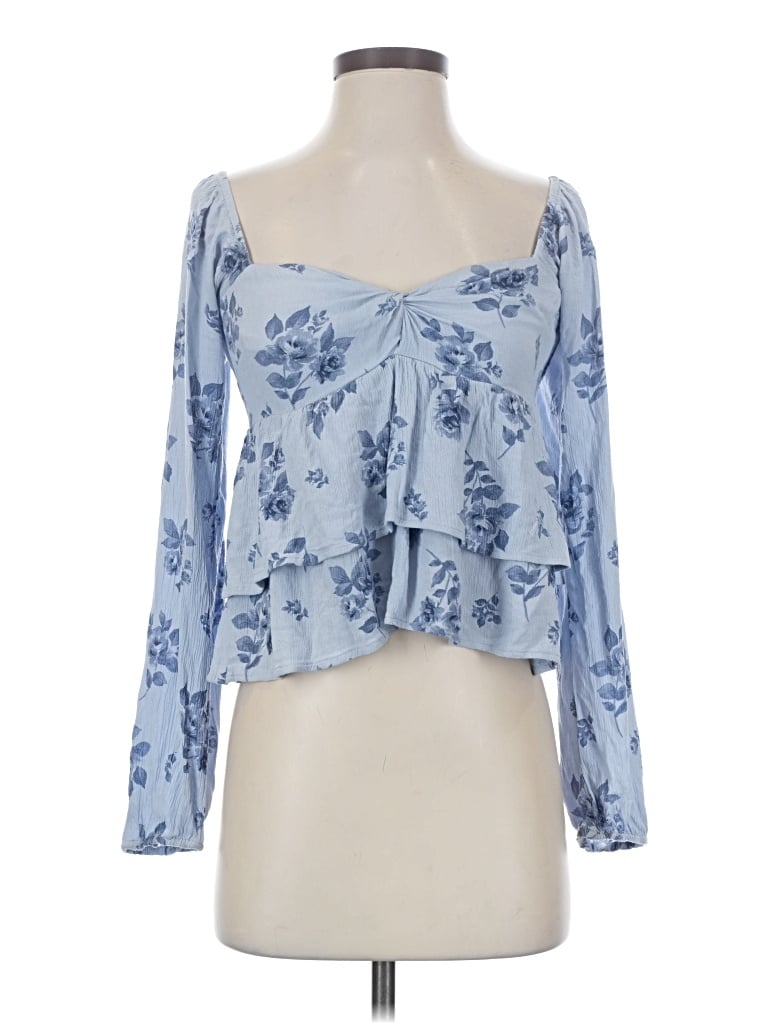 Pre-owned Hollister 3/4 Sleeve Blouse In Blue
