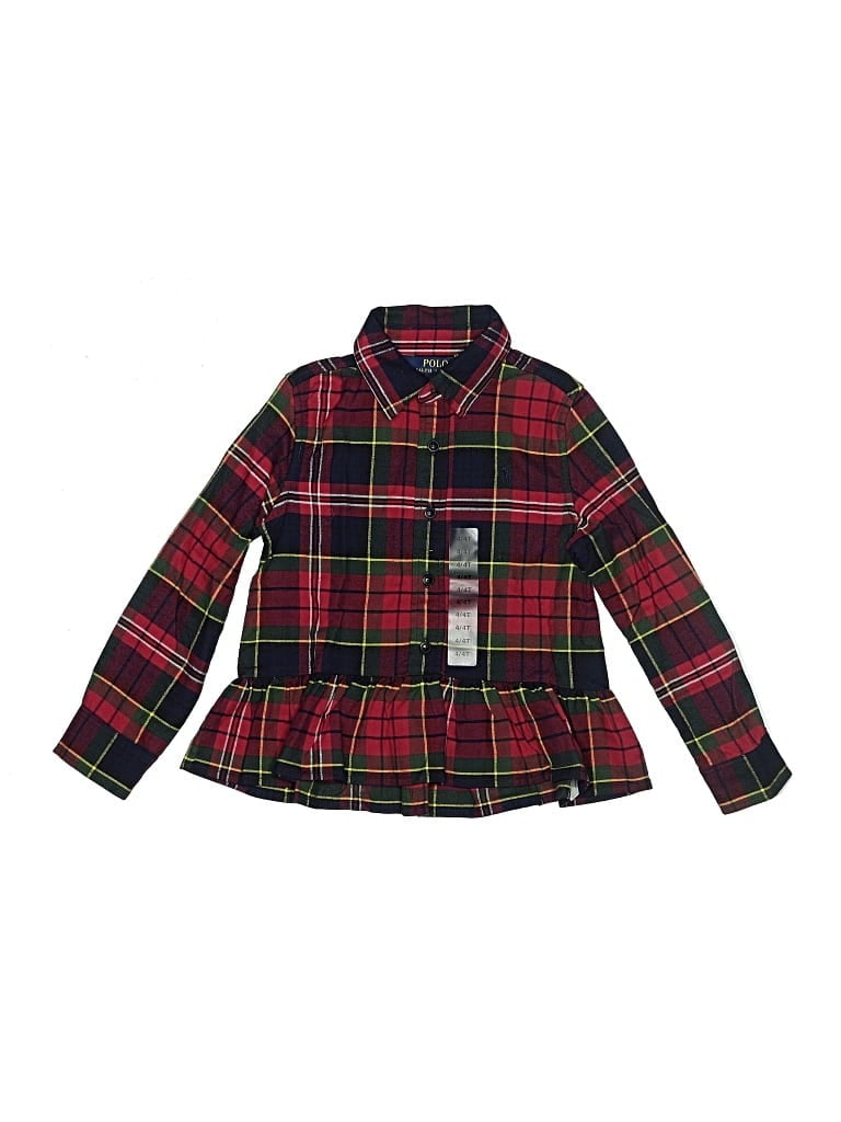 Pre-owned Polo By Ralph Lauren Kids' Long Sleeve Button Down Shirt In Burgundy