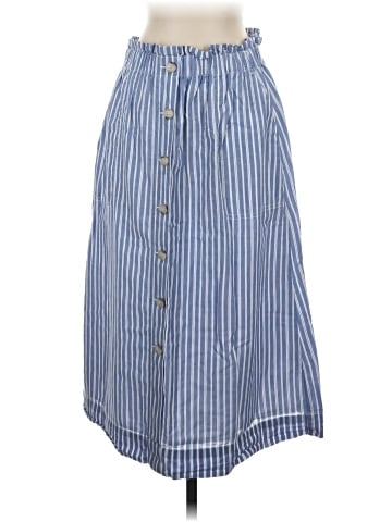 Madewell Paperbag Button-Front Midi Skirt in Stripe (view 1)