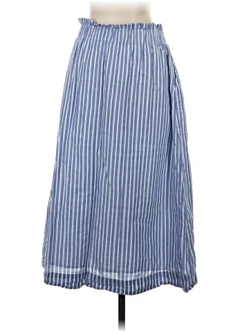 Madewell Paperbag Button-Front Midi Skirt in Stripe (view 2)