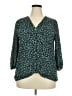 West Kei 100% Polyester Animal Print Teal 3/4 Sleeve Blouse Size XXL - photo 1