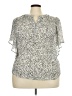 Chaps 100% Polyester Ivory Silver Short Sleeve Blouse Size XXL - photo 1