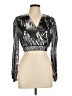 Rose Velvet 100% Polyester Metallic Silver Long Sleeve Blouse Size L - photo 1