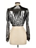 Rose Velvet 100% Polyester Metallic Silver Long Sleeve Blouse Size L - photo 2