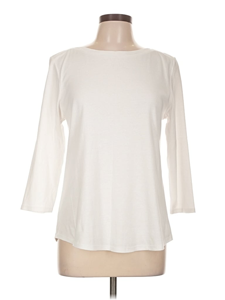 Pre-owned Chico's 3/4 Sleeve T-shirt In Ivory