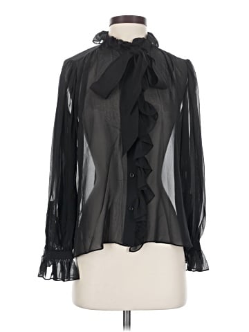 FRAME Long Sleeve Silk Top (view 1)
