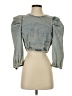 Zara 100% Baumwolle Blue 3/4 Sleeve Blouse Size S - photo 1