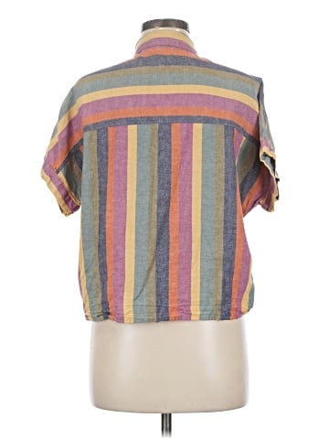 Madewell Short-Sleeve Tie-Front Shirt in Rainbow Stripe (view 2)