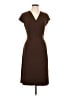 Apostrophe Solid Brown Casual Dress Size L - photo 1