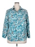 Chico's Animal Print Teal 3/4 Sleeve Button-Down Shirt Size XXL (4) - photo 1