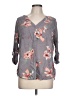 Torrid 100% Rayon Floral Gray 3/4 Sleeve Blouse Size Lg Plus (0) - photo 1