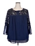 AGB 100% Polyester Blue 3/4 Sleeve Blouse Size 2X - photo 1