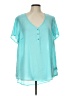 Torrid 100% Polyester Teal Short Sleeve Blouse Size Lg Plus (0) - photo 1