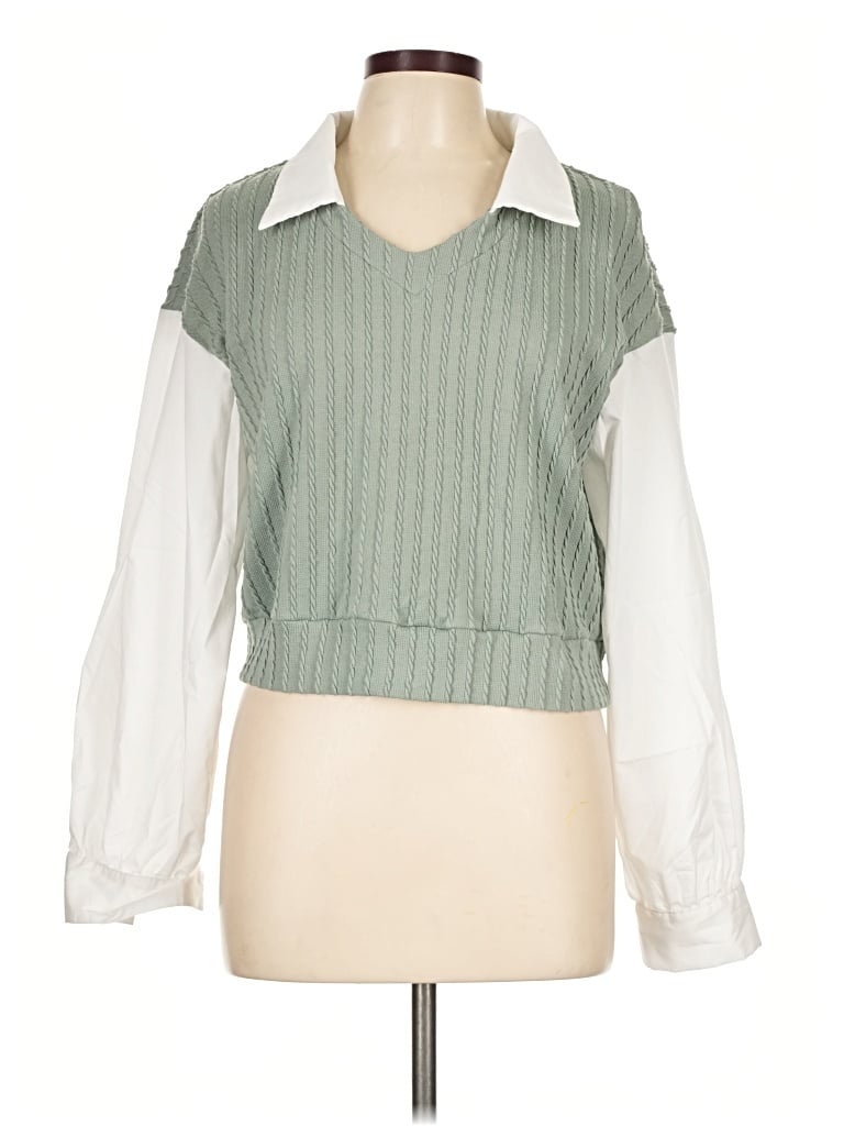 Pre-owned Papaya Long Sleeve Blouse In Green
