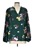Old Navy 100% Polyester Floral Green Long Sleeve Blouse Size L - photo 1