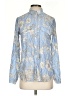 Express Print Blue Long Sleeve Blouse Size S - photo 1